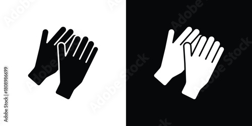 Gloves icon in glyph shilhouette black and white colors