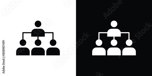 Hierarchical structure icon in glyph shilhouette black and white colors