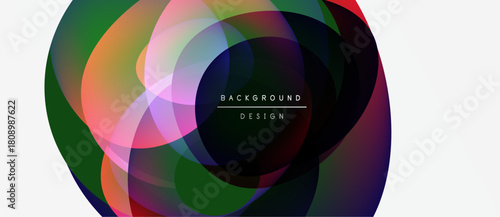 Abstract colorful circles overlap, creating dynamic visual effect. White background provides contrast, text reads background design.