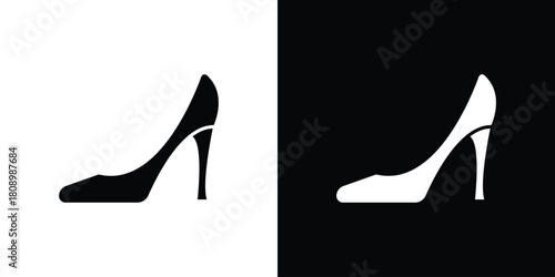 High heel shoes icon in glyph shilhouette black and white colors