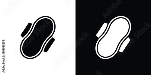 Hygienic pad icon in glyph shilhouette black and white colors