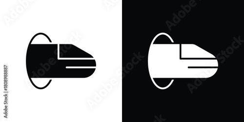 Hyperloop icon in glyph shilhouette black and white colors