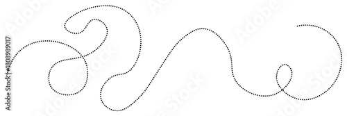 Curved line. Wavy line pattern. Hand drawn curve dotted line