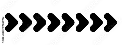 Horizontal sequence of bold black chevron arrows pointing to the right