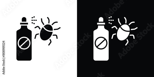 Insecticide icon in glyph shilhouette black and white colors