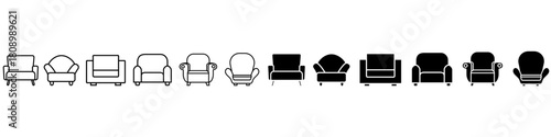 Armchair icon vector set. Chair illustration sign collection. lounge symbol. recliner logo.