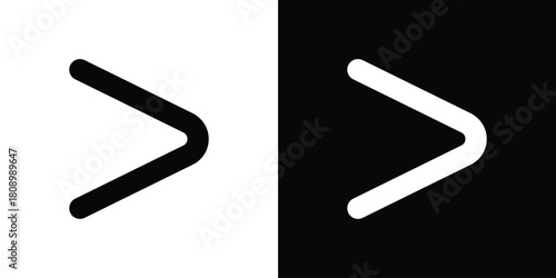 Is greater than icon in glyph shilhouette black and white colors