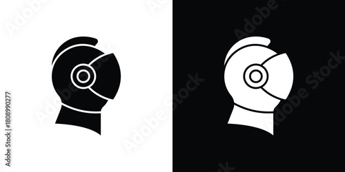 Knight helmet icon in glyph shilhouette black and white colors