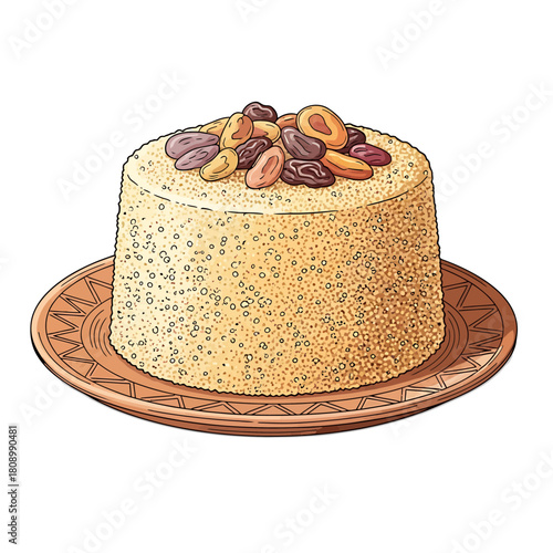 Two dried or salted fish resting on rustic wooden planks illustration