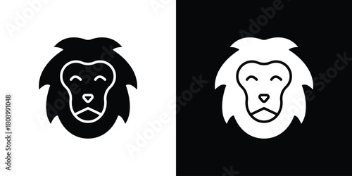 Lion head icon in glyph shilhouette black and white colors