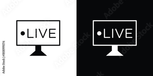 Live news report icon in glyph shilhouette black and white colors