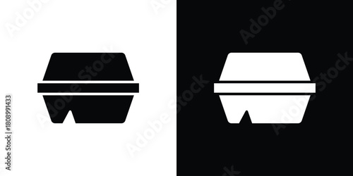 Lunch box icon in glyph shilhouette black and white colors
