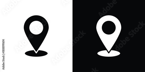 Map pointer icon in glyph shilhouette black and white colors