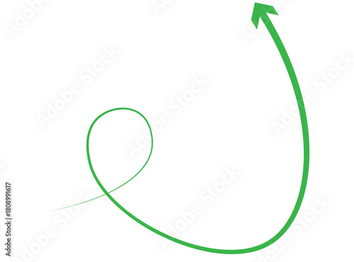 Dynamic green curve arrow symbolizing growth and progress