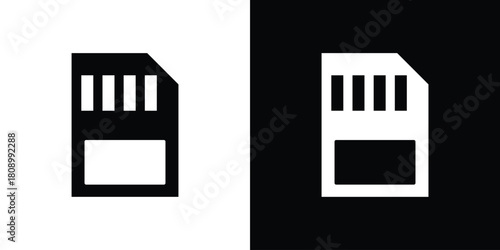 Memory card icon in glyph shilhouette black and white colors