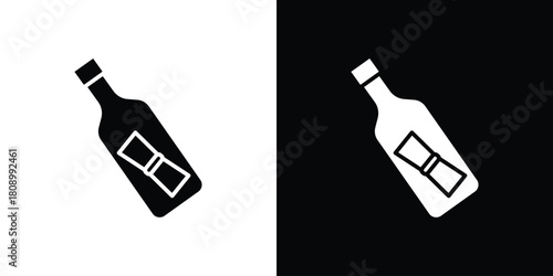 Message In a Bottle icon in glyph shilhouette black and white colors