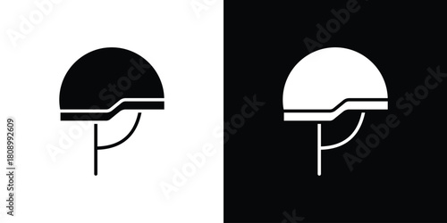 Military Helmet icon in glyph shilhouette black and white colors