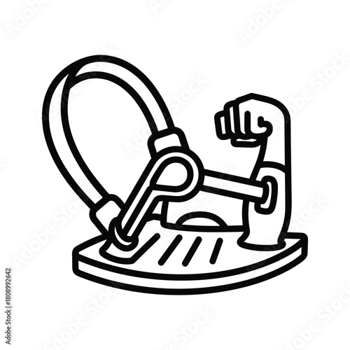 Line art illustration of a bear trap isolated on