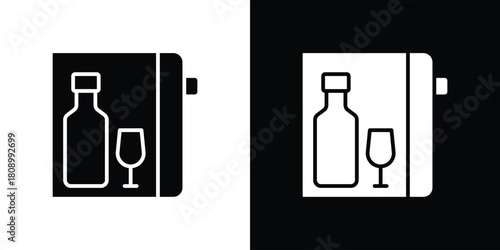 Minibar icon in glyph shilhouette black and white colors