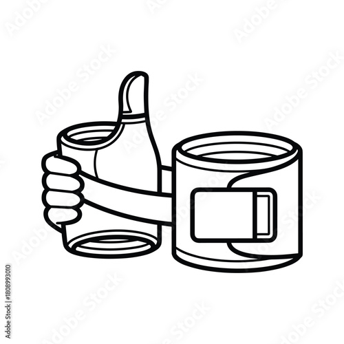 Line art of a wrist wrap with a thumbs up, symbolizing support isolated on