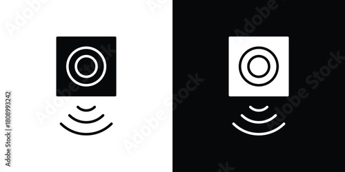 Motion sensor icon in glyph shilhouette black and white colors