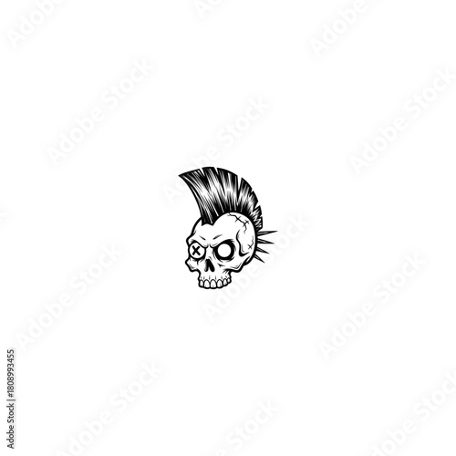 Punk rock skull illustration isolated on white background for design