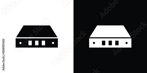 Network switch icon in glyph shilhouette black and white colors