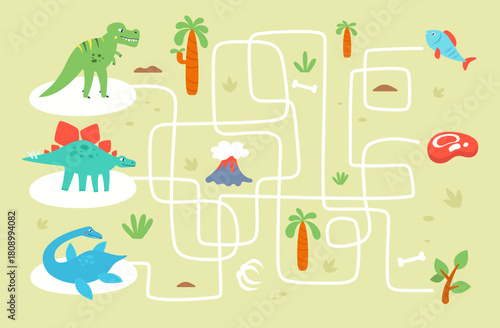 Cute dinosaur maze game for kids