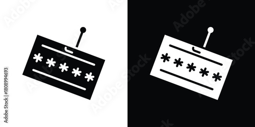 Password phishing icon in glyph shilhouette black and white colors