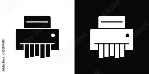 Paper shredder icon in glyph shilhouette black and white colors