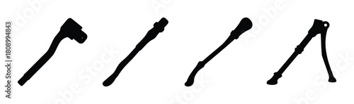 Cycling spare parts, crank arms, and kickstand silhouettes