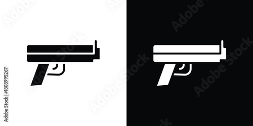 Pistol icon in glyph shilhouette black and white colors