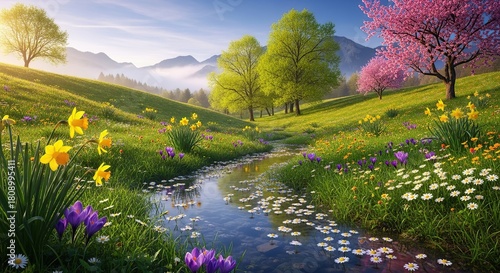 spring landscape with flowers