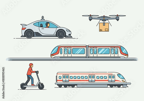 Futuristic transportation: autonomous vehicles and modern transit