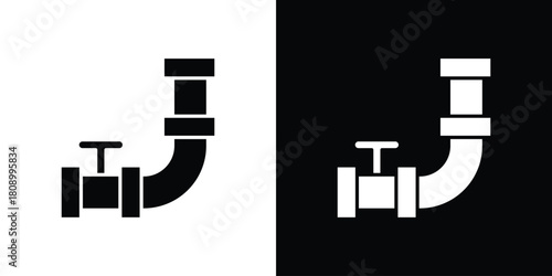 Plumbing pipes icon in glyph shilhouette black and white colors