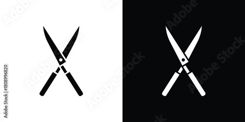 Pruning shears icon in glyph shilhouette black and white colors