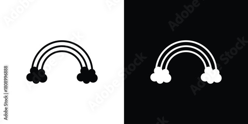 Rainbow icon in glyph shilhouette black and white colors