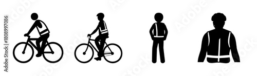 Reflective safety vest icons for cyclists and pedestrians