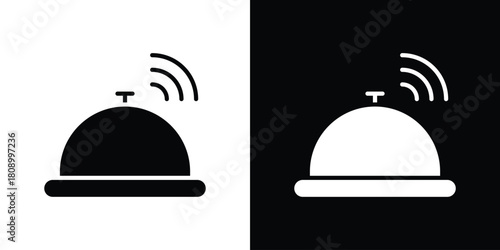 Reception bell icon in glyph shilhouette black and white colors