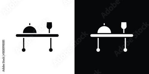 Room service icon in glyph shilhouette black and white colors