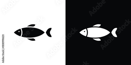 Sardine icon in glyph shilhouette black and white colors