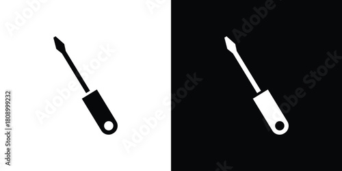 Screwdriver icon in glyph shilhouette black and white colors