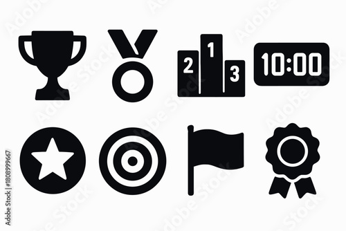 Sport and achievement icons for motivational and competitive themes