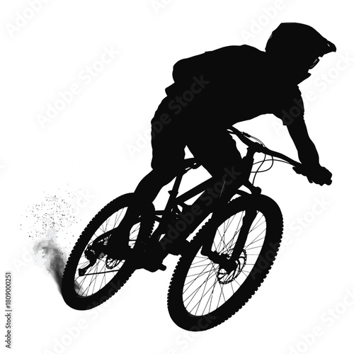 Silhouette of a mountain biker jumping isolated on, showcasing the excitement and skill involved in extreme sports with a dynamic composition