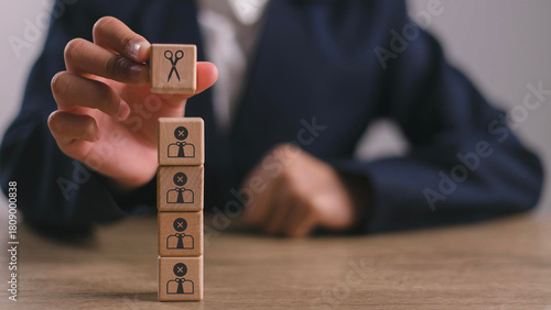 Photography Layoffs, dismissal, workforce reduction, downsizing, reorganization, restructuring, outsourcing, unemployment, jobless, Business downsizing and optimization workforce