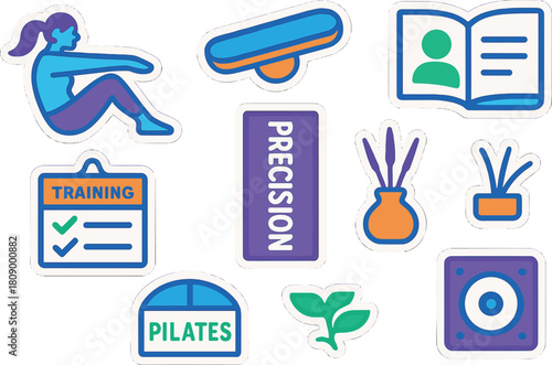 Colorful fitness and wellness icons with gradient and shadow effects