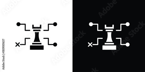 Strategical planning icon in glyph shilhouette black and white colors