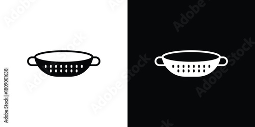 Strainer icon in glyph shilhouette black and white colors