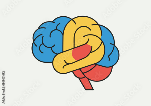 Colorful brain tangle with modern abstract design highlighting mental complexity