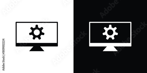 System icon in glyph shilhouette black and white colors